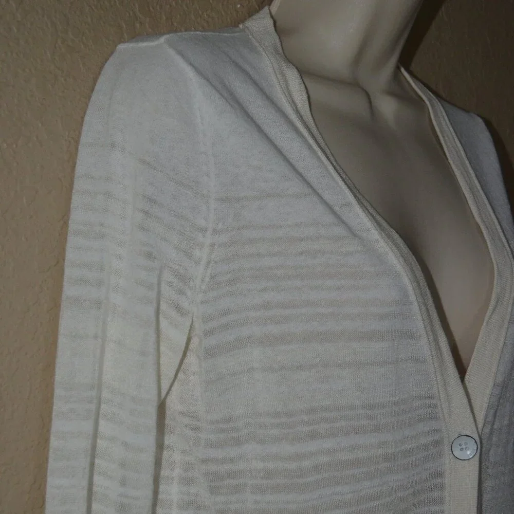 NWOT Sz XS Rag & Bone Ivory Linen Blend Button Front Long Cardigan Sweater